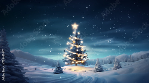 Beautiful Christmas tree, abstract bokeh background © Derby