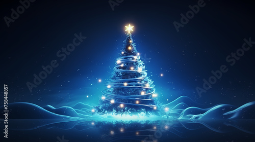 Beautiful Christmas tree  abstract bokeh background