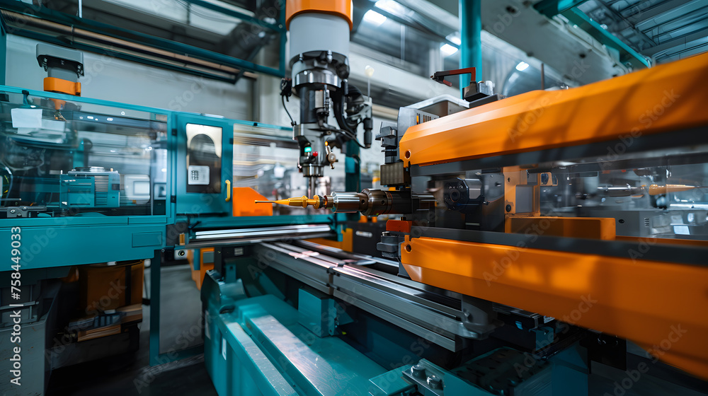A plastic injection mold machine operating A plastic injection mold machine operating