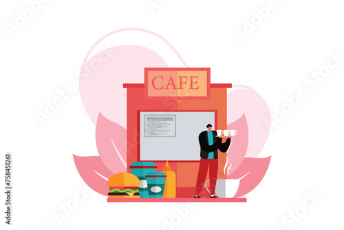 Coffee Shop Flat Illustration Design
