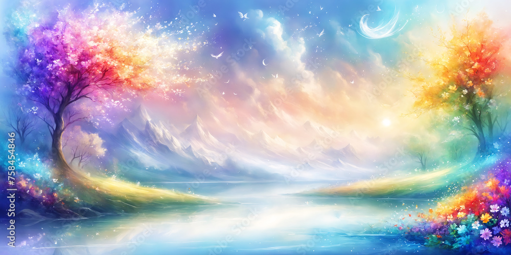 a beautiful colorful spring landscape with a river a beautiful colorful spring landscape with a river