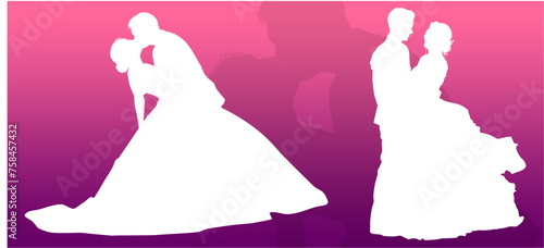 silueta, princesas, xv, boda, vestido de novia, vector, moda, ilustracion, quinceañera, iconos, bride, novia, novios, matrimonio, modelo