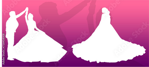 silueta, princesas, xv, boda, vestido de novia, vector, moda, ilustracion, quinceañera, iconos, bride, novia, novios, matrimonio, modelo