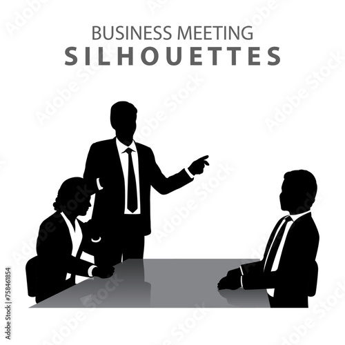 Silhouette of business executives in a meeting, people meeting silhouette