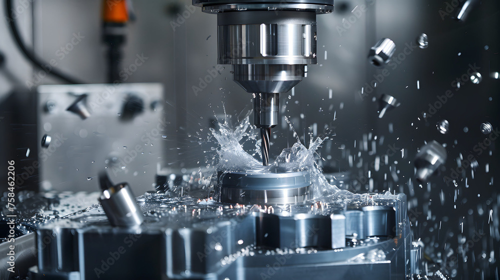 CNC Lathe, Mill, Welder manufacturing a part during operation CNC Lathe, Mill, Welder manufacturing a part during operation