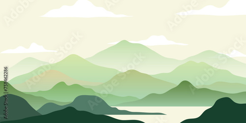 Mountain colors, translucent waves, sunset, abstract glass shapes, modern background, design vector illustration