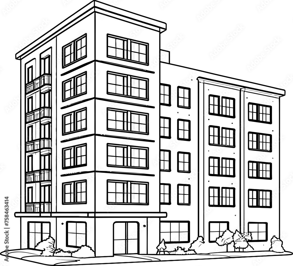 apartment building sketch drawing