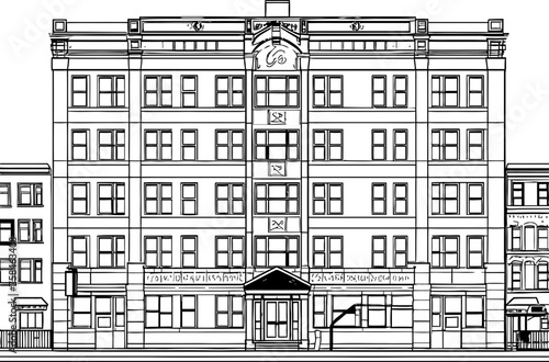 apartment building sketch drawing