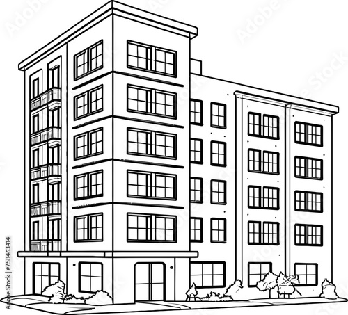 apartment building sketch drawing