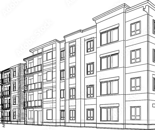 apartment building sketch drawing