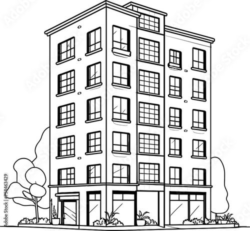 apartment building sketch drawing