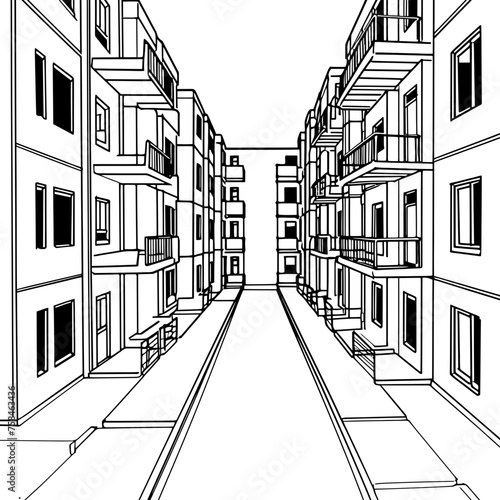 apartment building sketch drawing