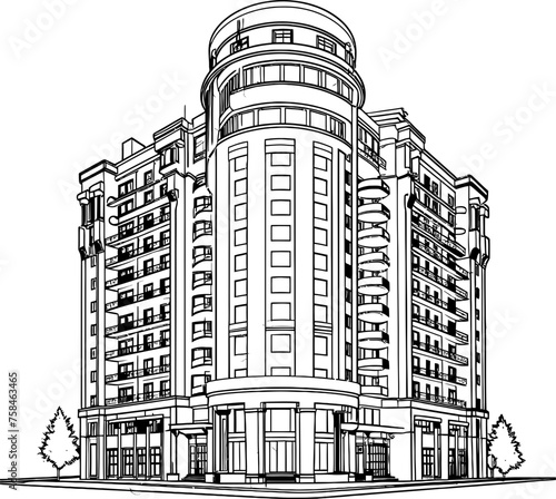 apartment building sketch drawing