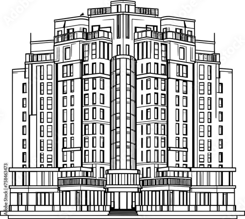 apartment building sketch drawing