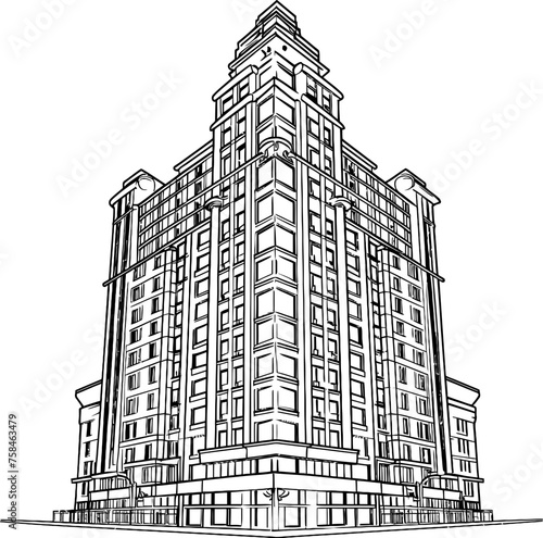 apartment building sketch drawing