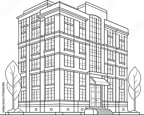 apartment building sketch drawing