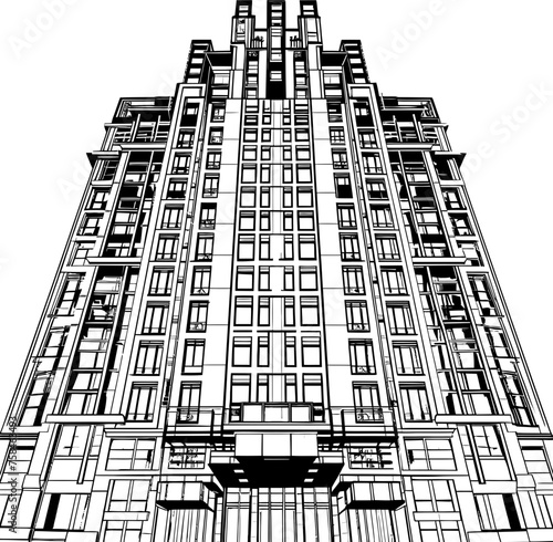 apartment building sketch drawing