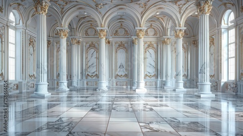 Background of a interior luxury ballroom palace hall with fine marble