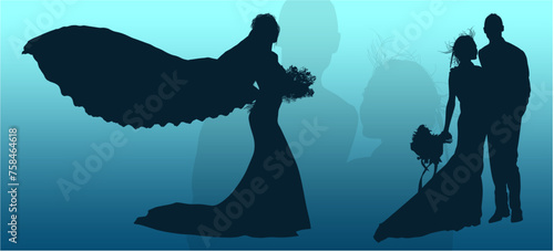 silueta, princesas, xv, boda, vestido de novia, vector, moda, ilustracion, quinceañera, iconos, bride, novia, novios, matrimonio, modelo