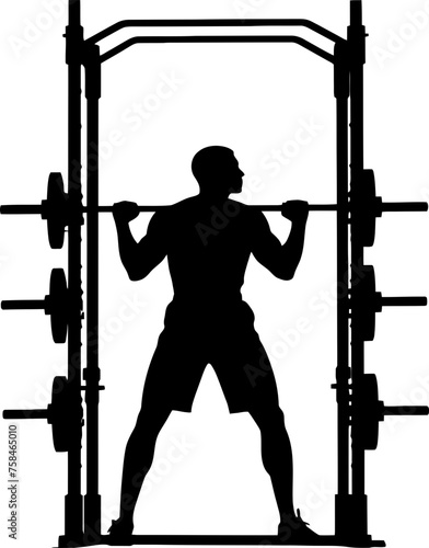 bodybuilder in gym silhouette