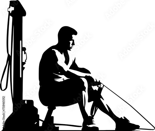 bodybuilder in gym silhouette