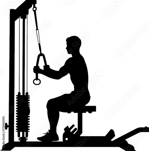 bodybuilder in gym silhouette
