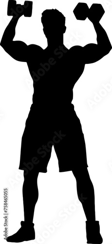 bodybuilder in gym silhouette