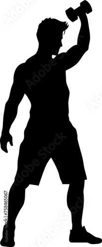 bodybuilder in gym silhouette