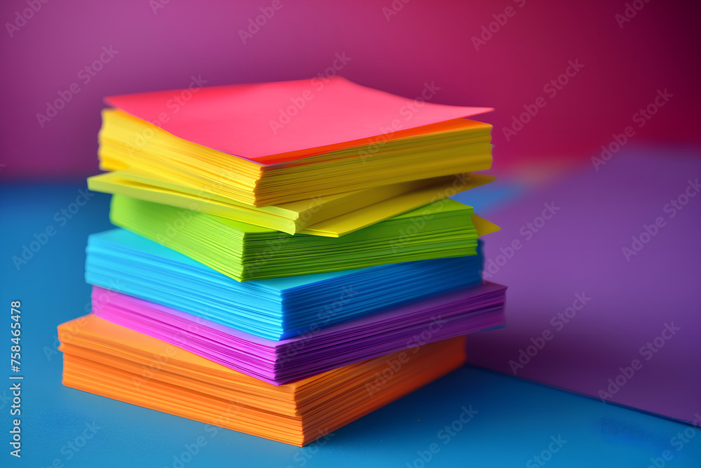A stack of vibrant Post-it notes represents the concept of office organization, color-coded planning, creative note-taking, and productivity boost.
A stack of vibrant Post-it notes represents the concept of office organization, color-coded planning, creative note-taking, and productivity boost.