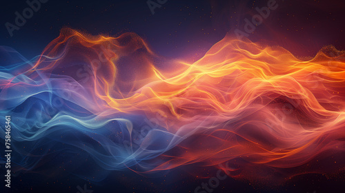 A colorful wave of light with blue, red, and orange colors