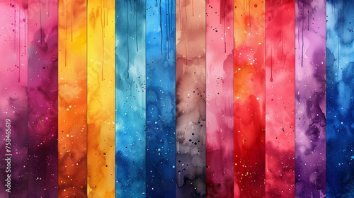 A colorful painting of a rainbow with a splash of paint on the right side