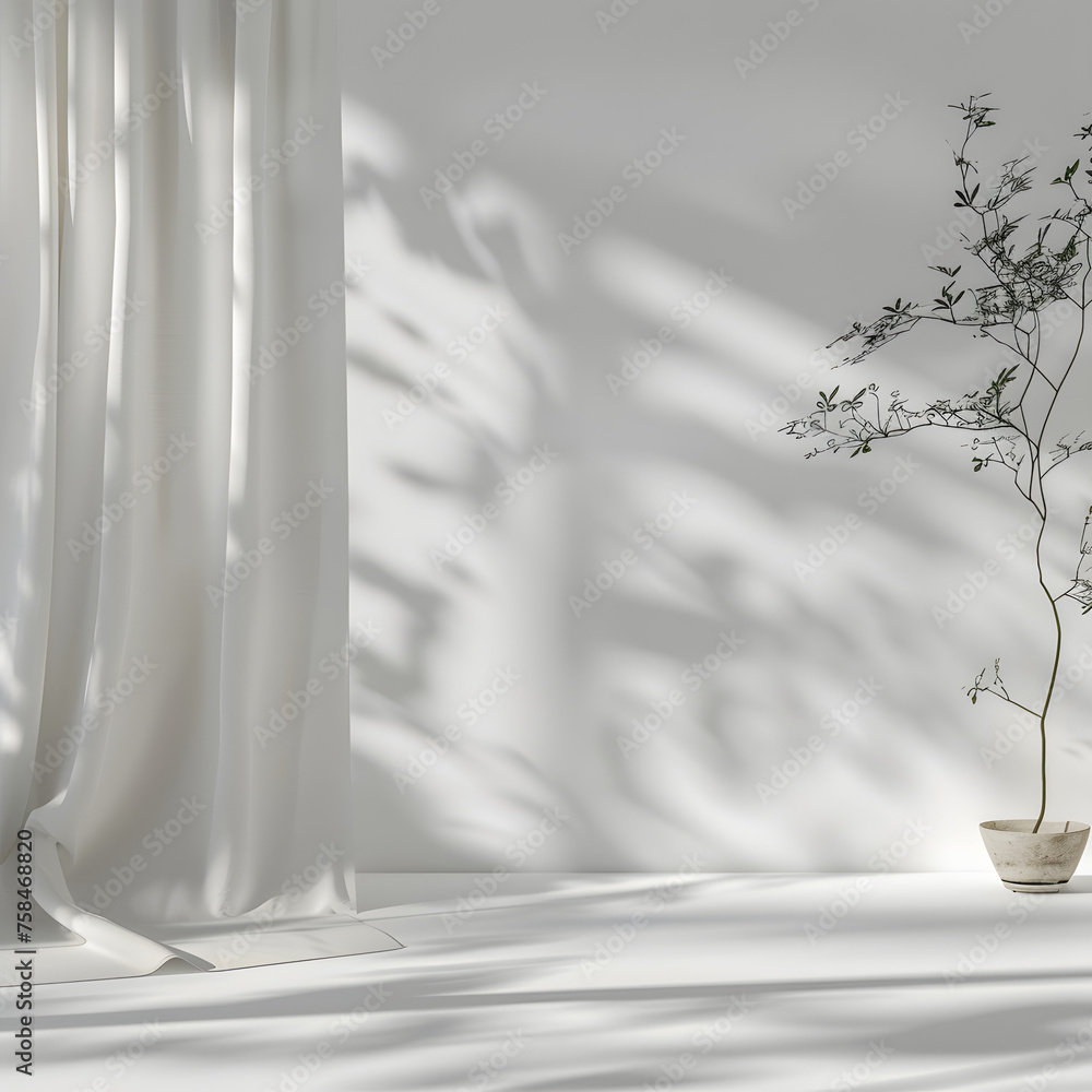 Plant Against a White Wall: Text Background generative ai Plant Against a White Wall: Text Background generative ai