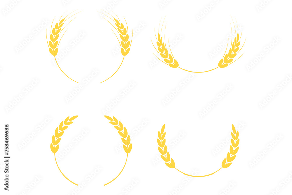 Collection of Golden Wheat Laurel Wreaths on White Background. Vector illustration. EPS 10. Collection of Golden Wheat Laurel Wreaths on White Background. Vector illustration. EPS 10.