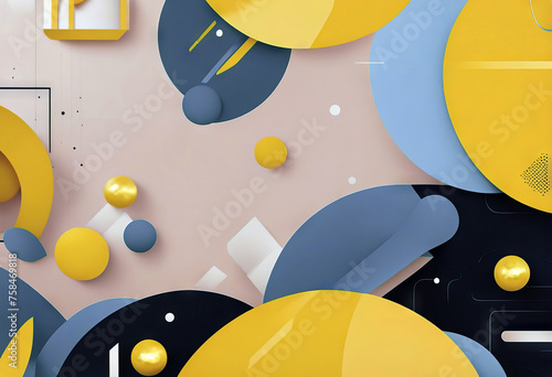 Modern abstract background with yellow pastel and retro-themed memphis elements for posters banners and website landing pages. stock  photo