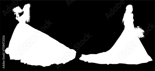 silueta, princesas, xv, boda, vestido de novia, vector, moda, ilustracion, quinceañera, iconos, bride, novia, novios, matrimonio, modelo