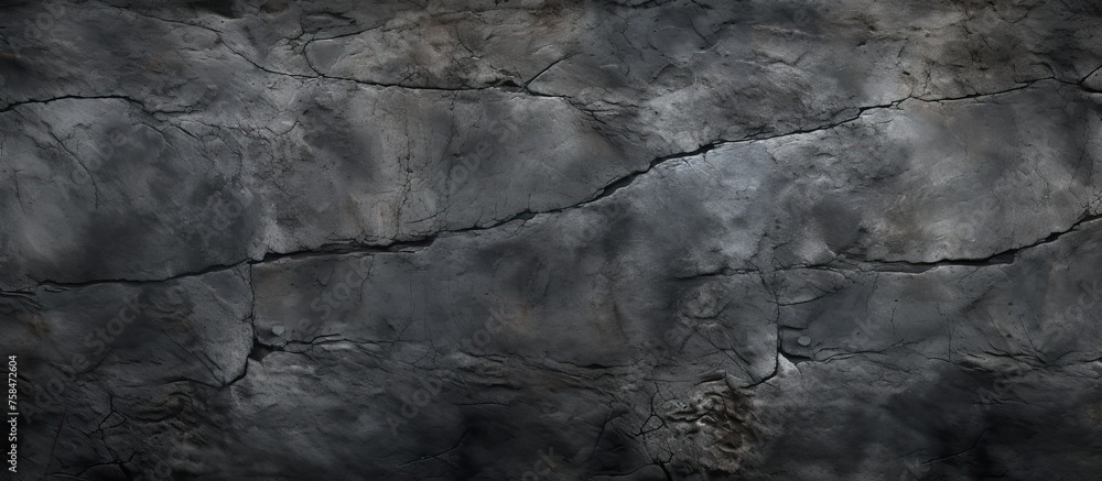 A close up of a cracked concrete wall in monochrome photography, contrasting with the natural landscape of freezing grass and soil. Wood twig pattern adds texture to the grey landscape