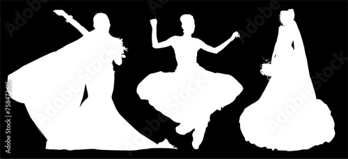 silueta, princesas, xv, boda, vestido de novia, vector, moda, ilustracion, quinceañera, iconos, bride, novia, novios, matrimonio, modelo