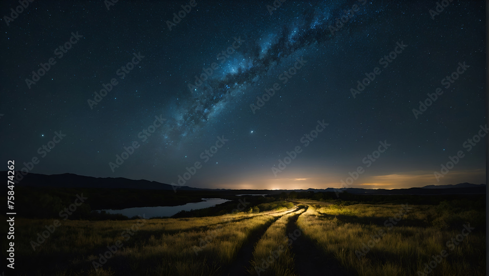 Starry Night Landscape: Earth Day Photo of Milky Way