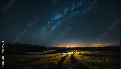 Starry Night Landscape  Earth Day Photo of Milky Way