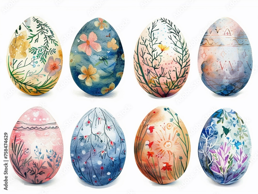 Watercolor easter eggs collection Watercolor easter eggs collection