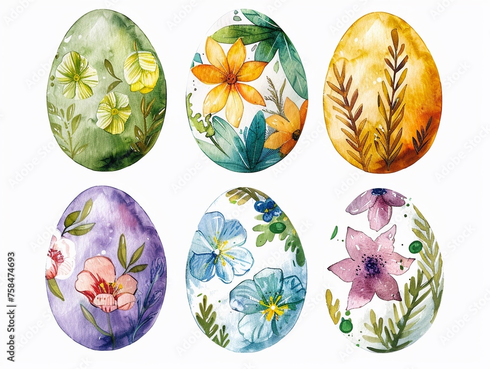 Fototapeta premium Watercolor easter eggs collection