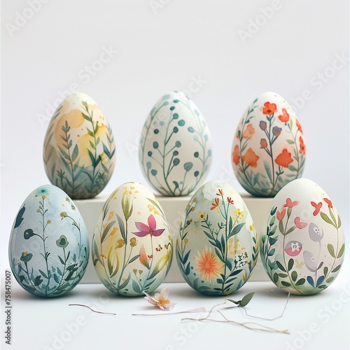 Watercolor easter eggs collection