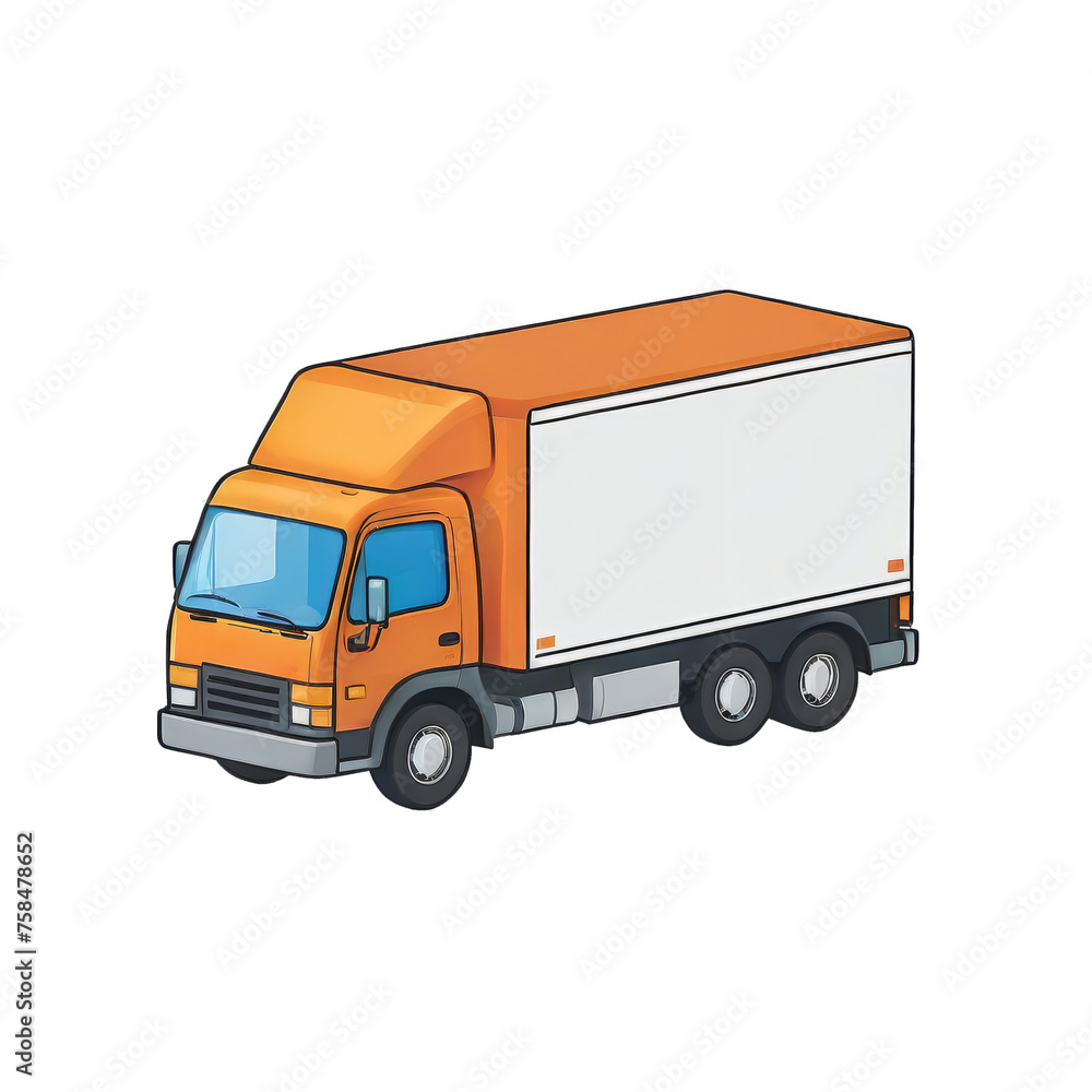 Fototapeta premium Box Truck Hand Drawn Cartoon Style Illustration