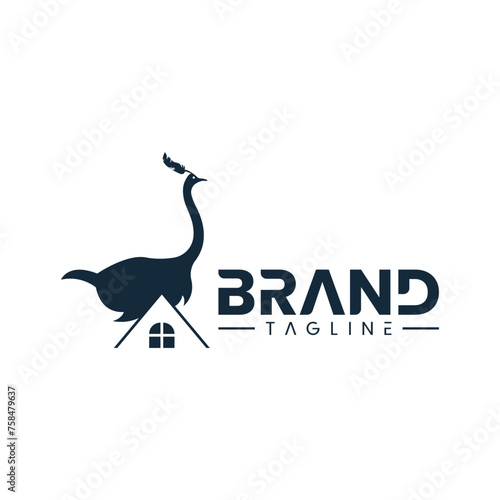 vector logo of ostrich bird housing