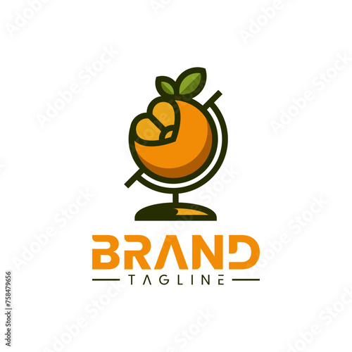 vector logo of orange fruit globe