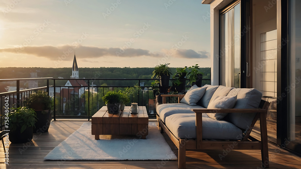 Fototapeta premium terrace overlooking the ocean