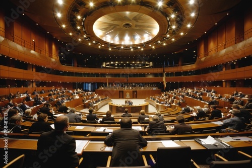 Image of a meeting of the European Parliament, reflecting the process of legislation and political dialogue in the EU photo