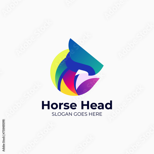 Vector Logo Illustration Horse Gradient Colorful Style