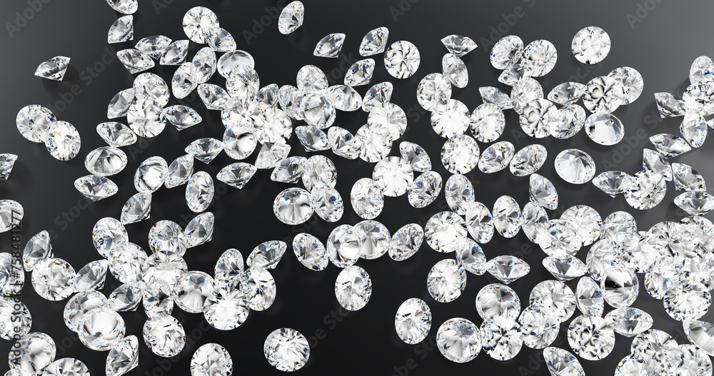 Shiny diamonds on black background.3D illustration. Shiny diamonds on black background.3D illustration.