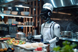 Humanoid robot who works as a chef in a restaurant and who makes good food...
